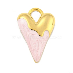 Ion Plating(IP) 304 Stainless Steel Pendants, with Enamel, Real 18K Gold Plated, Heart Charm, Lavender, 25x16.5x3mm, Hole: 5x4mm(STAS-U007-05F-G)