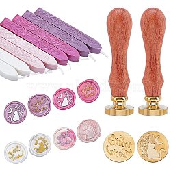 CRASPIRE DIY Scrapbook Making Kits, Including Brass Wax Seal Stamp and Wood Handle Sets, Sealing Wax Sticks, Mixed Color, Sealing Wax Sticks: 8pcs(DIY-CP0005-07)