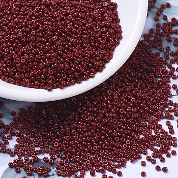 MIYUKI Round Rocailles Beads, Japanese Seed Beads, 11/0, (RR4470) Duracoat Dyed Opaque Maroon, 2x1.3mm, Hole: 0.8mm, about 1111pcs/10g