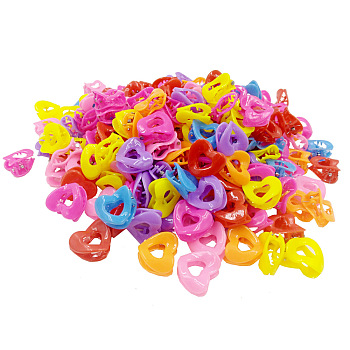 Kids Hair Accessories, Plastic Claw Hair Clips, Heart, Mixed Color, 20x20mm, about 100pcs/bag