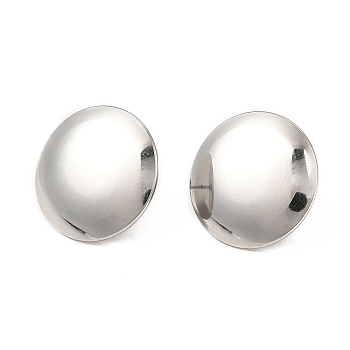 304 Stainless Steel Flat Round Stud Earrings for Women, Stainless Steel Color, 20mm, Pin: 0.8mm