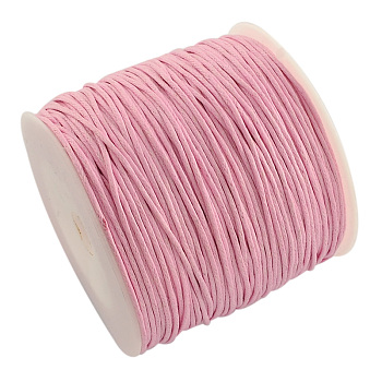 Cordons de fil de coton ciré, rose, 1mm, environ 100yards/rouleau (300pied/rouleau)