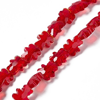 Transparent Electroplate Glass Beads Strands, Faceted, Bear, Red, 8.5x9.5x4mm, Hole: 1mm, about 80pcs/strand, 25.20 inch(64cm)
