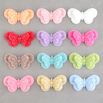 Opaque Resin Decoden Cabochons, Rose Butterfly, Mixed Color, 24x45.5x11mm