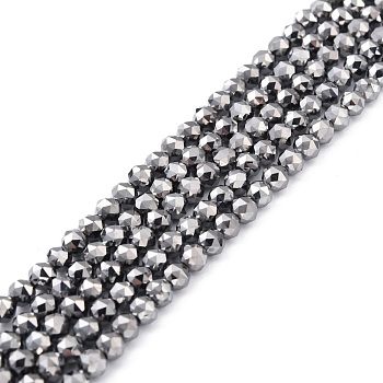 Natural Terahertz Stone Beads Strands, Faceted, Round, 4mm, Hole: 0.8mm, about 101pcs/strand, 15.75''(40~40.2cm)