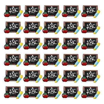30Pcs Opaque Resin Pendants, Blackboard Charms with Pencil and Apple, for Teachers' Day, Colorful, 21x27.5x5mm, Hole: 1.8mm
