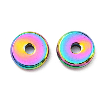 201 Stainless Steel Beads, Disc, Rainbow Color, 8.5x2mm, Hole: 1.8mm