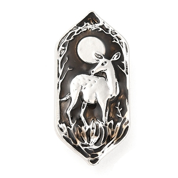 Animal Enamel Safety Pin Brooch, Antique Silver Alloy Brooch for Backpack Clothes, Deer, 40x18.5x2mm