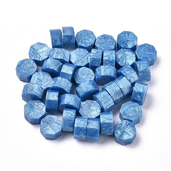Sealing Wax Particles, for Retro Seal Stamp, Octagon, Steel Blue, 9mm, about 1500pcs/500g