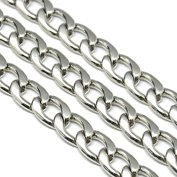 304 Stainess Steel Cuban Link Chains, Curb Chains, Stainless Steel Color, 13x9x2.5mm