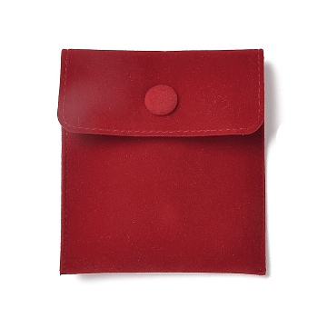 Velvet Jewelry Storage Pouches, Rectangle Jewelry Bags with Snap Fastener, for Earrings, Rings Storage, Red, 9.65x8.9cm