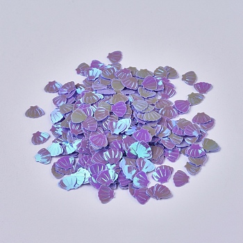 Ornament Accessories Plastic Paillette/Sequins Beads, No Hole/Undrilled Beads, Shell Shapes, Slate Blue, 6x8x0.6mm, about 3527pcs/35g