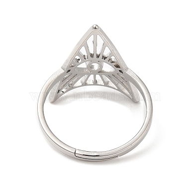 Bague réglable en acier inoxydable anti-ternissement 304 avec triangle et œil de cheval pour femme(RJEW-M149-10P)-2