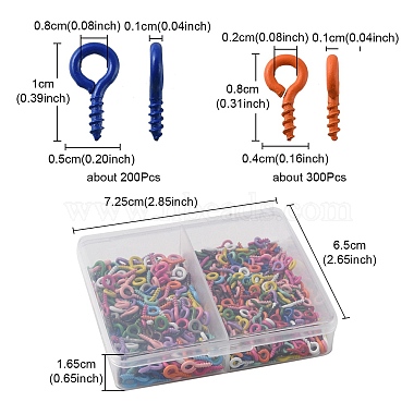 500Pcs 2 Styles Spray Painted Iron Screw Eye Pin Peg Bails(IFIN-YW0001-72)-4