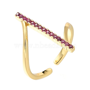 Purple Rectangle Brass+Cubic Zirconia Finger Rings