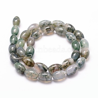 Natural Moss Agate Beads Strands(G-N0173-07-8x12mm)-2