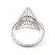 Bague réglable en acier inoxydable anti-ternissement 304 avec triangle et œil de cheval pour femme(RJEW-M149-10P)-2