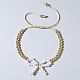 Elegant Butterfly Bow Girl Style Bracelet Gold-plated Copper Beads Pearl-like(NQ2566-1)-1