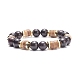 Natural Coconut & Garnet Beaded Stretch Bracelet for Women(BJEW-JB07546-04)-1