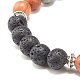 Natural Mixed Stone & Wood & Lava Rock Round Beads Stretch Bracelet(BJEW-JB07133)-7