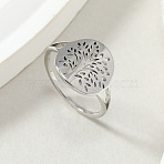 Tree of Life 201 Stainless Steel Finger Rings, Stainless Steel Color, US Size 6(16.5mm)(FS-WG3B6B9-03)