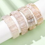 Natural Cherry Blossom Agate Beads Stretch Bracelets for Women, Rectangle, Inner Diameter: 2.32 inch(5.9cm)(BJEW-A168-01)