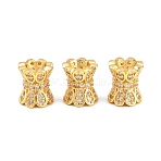 Brass Micro Pave Clear Cubic Zirconia Beads, Tube, Rack Plating, Long-Lasting Plated, Lead Free & Cadmium Free, Golden, 9x8mm, Hole: 3mm(CU-CBA6A75-10G)