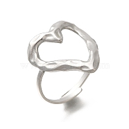 304 Stainless Steel Rings for Women, Heart, Stainless Steel Color, 18x17mm, Inner Diameter: 18.5mm(RJEW-S238-02P)