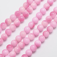 Natural Malaysia Jade Bead Strands, Round, Dyed, Hot Pink, 6mm, Hole: 0.8mm, about 64pcs/strand, 15 inch(G-A146-6mm-C04)