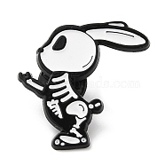 Halloween Skeleton Enamel Pins, Electrophoresis Black Alloy Badge for Backpack Clothes, Rabbit, 30x30x1.5mm(JEWB-G023-02B)