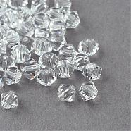 Imitation Crystallized Glass Beads, Transparent, Faceted, Bicone, Clear, 6x5mm, Hole: 1.3mm, about 288pcs/bag(G22QS1184)