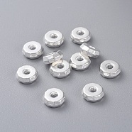 Tibetan Style Beads, Lead Free & Nickel Free & Cadmium Free, Flat Round, Silver Color Plated, Size: about 8mm in diameter, 3mm thick, hole: 2mm(X-LF0612Y-NFS)