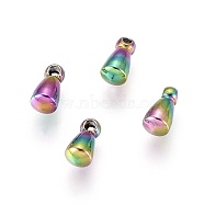 Ion Plating(IP) 304 Stainless Steel Charms, Chain Extender Drop, Teardrop, Rainbow Color, 6x3mm, Hole: 1mm(STAS-E104-32M)