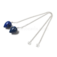 Natural Lapis Lazuli Dowsing Pendulums, with Silver Tone Iron Chains, Teardrop Pendant, 235mm, Hole: 1.7mm(G-R492-01S-12)