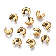 304 Stainless Steel Crimp Beads Covers, Vacuum Plating, Golden, 6.5x5.8x3.5mm, Hole: 1.8~2mm(STAS-S117-012C)