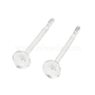 Resin Stud Earring Findings, Flat Round, Clear, 11.5x3mm, Pin: 0.7mm(FIND-H046-02)