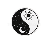 Computerized Embroidery Cloth Iron on Patches, Stick On Patch, Costume Accessories, Appliques, Yin-yang & Sun Moon, 70mm(WG20481-02)