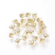 Brass Bead Tips, Calotte Ends, Clamshell Knot Cover, Golden, 4x2.5mm, Hole: 1mm, Inner Diameter: 1.28mm, Fit for 1mm or 1.2mm ball chain(KK-Q669-38G)