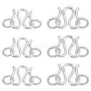 12Pcs 2 Size 925 Sterling Silver S-Hook Clasps, M Clasps, Silver, 8~10x8.5~12x1~1.5mm, Hole: 3.6mm, about 6Pcs/size(STER-CN0001-27)