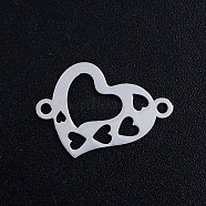 201 Stainless Steel Links connectors, Heart, Stainless Steel Color, 12x17x1mm, Hole: 1.4mm(STAS-S105-JN391-1)