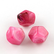 Imitation Gemstone Acrylic Beads, Deep Pink, 20x22x21mm, Hole: 3mm, about 89pcs/500g(OACR-R034-12)