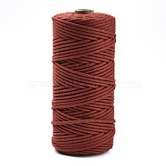Cotton String Threads, Macrame Cord, Decorative String Threads, for DIY Crafts, Gift Wrapping and Jewelry Making, Sienna, 3mm, about 109.36 Yards(100m)/Roll.(OCOR-T001-02-37)