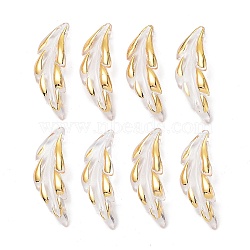 Transparent Acrylic Pendants, with Gold Stamping, Leaf, Clear, 40x15x5mm, Hole: 1.6mm, 454pcs/500g(X1-TACR-D013-02)