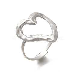 304 Stainless Steel Rings for Women, Heart, Stainless Steel Color, 18x17mm, Inner Diameter: 18.5mm(RJEW-S238-02P)