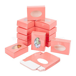 Rectangle Paper Folding Gift Boxes, with PVC Clear Window, for Jewelry, Handmade Soap Package, Salmon, Finished Product: 9.6x2.95x7.05cm(CON-WH0094-46A-01)