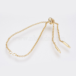 Brass Bracelet Making, Slider Bracelets, Cadmium Free & Lead Free, Golden, 9 inch(230mm), 1.5mm(MAK-G007-01G-RS)