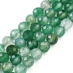 Dyed Natural Agate Beads Strands, Round, Faceted, Medium Sea Green, 7.5~8x8mm, Hole: 1mm, about 45pcs/strand, 13.58~13.78''(34.5~35cm)(G-T141-16A-02)