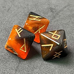 Acrylic Polyhedral Dice, Astrology Dice, for Witchcraft Wiccan Altar Supplies, Orange, 16mm, 3pcs/set(PW-WGF3C45-02)