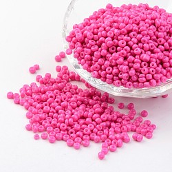 8/0 3mm Baking Paint Glass Seed Beads Loose Spacer Beads, Fuchsia, 3mm, Hole: 1mm, about 962pcs/50g(X-SEED-S002-K24)
