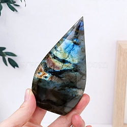 Natural Labradorite Teardrop Display Decorations, Figurine Home Decoration, Reiki Energy Stone for Healing, 40~160x30~110mm(PW-WG67603-04)